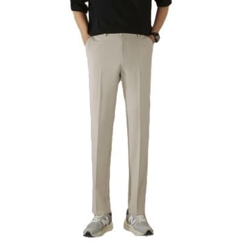 Pantaloni negri de costum pentru bărbați, croială dreaptă, fără cute, slim fit