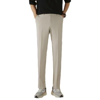 Pantaloni negri de costum pentru bărbați, croială dreaptă, fără cute, slim fit