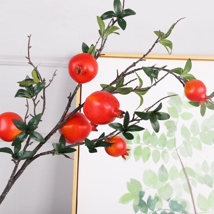 Set de 6 fructe din spumă: rodie și persimon, decor pentru sufragerie