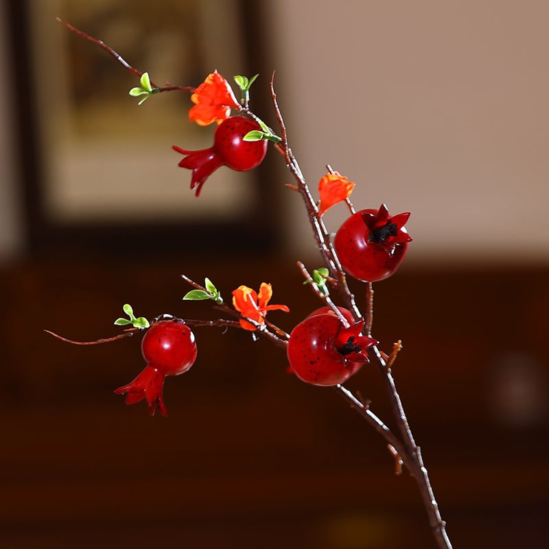 Set de 6 fructe din spumă: rodie și persimon, decor pentru sufragerie