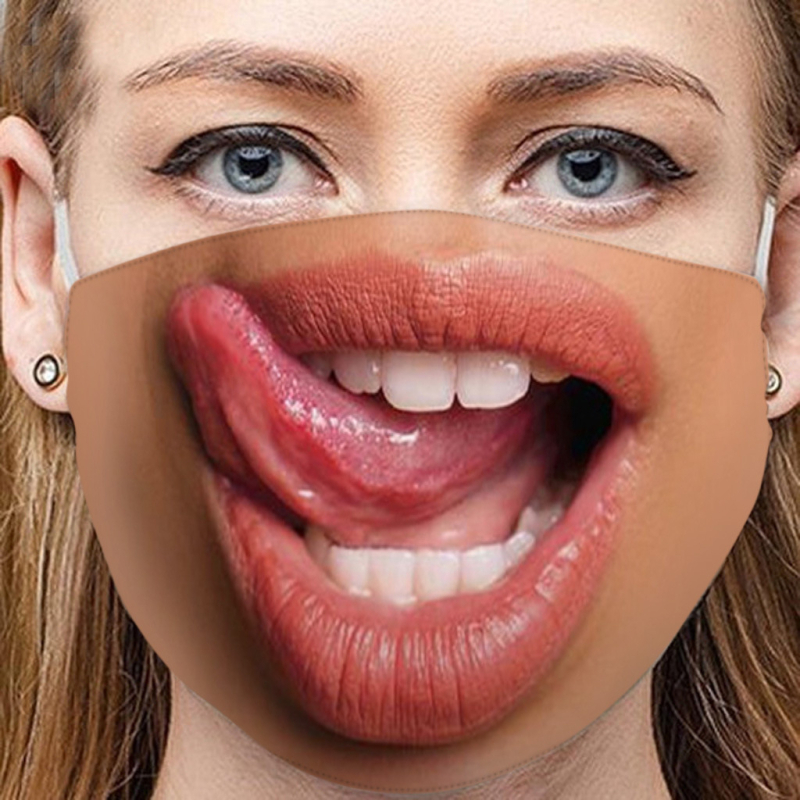 3D nyomtatott pamutmaszk vicces kifejezésekkel, porvédő, felnőtteknek