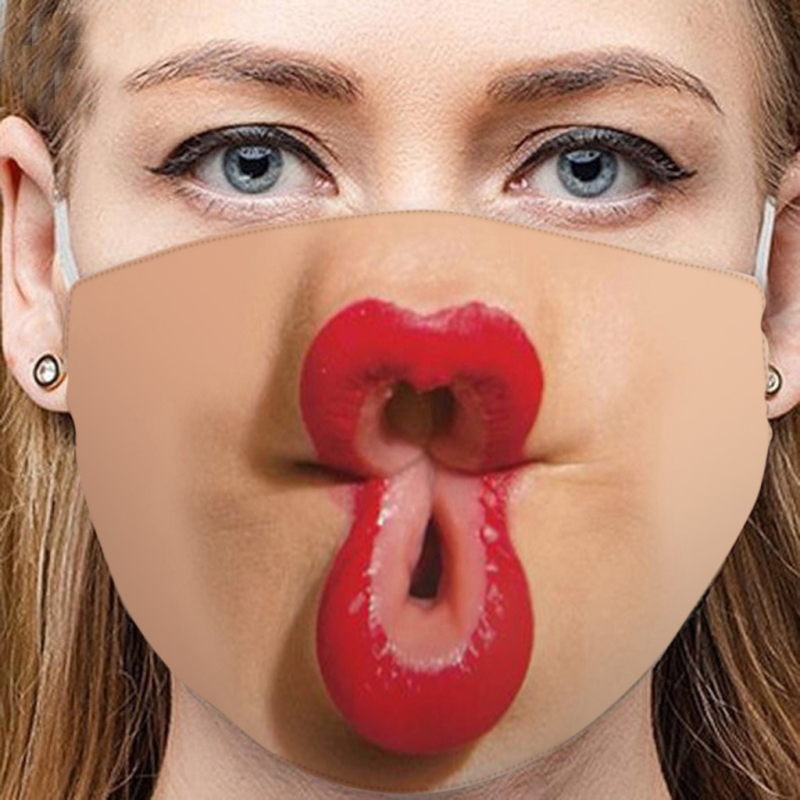 3D nyomtatott pamutmaszk vicces kifejezésekkel, porvédő, felnőtteknek