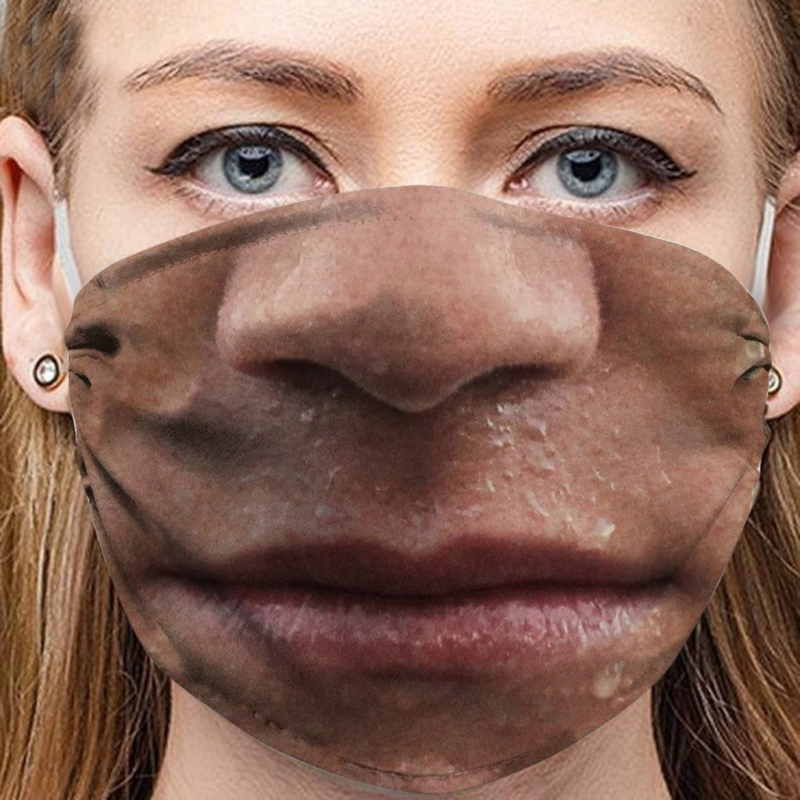 3D nyomtatott pamutmaszk vicces kifejezésekkel, porvédő, felnőtteknek