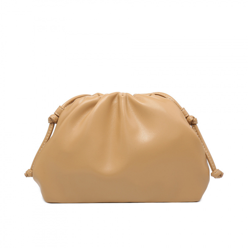 Ženska torba s dizajnom oblaka, francuski stil, plisirana dumpling torba, mekana PU koža, srednje veličine, clutch/ramena torba