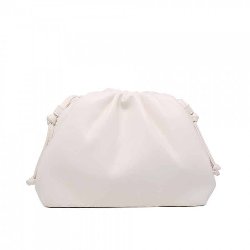 Ženska torba s dizajnom oblaka, francuski stil, plisirana dumpling torba, mekana PU koža, srednje veličine, clutch/ramena torba