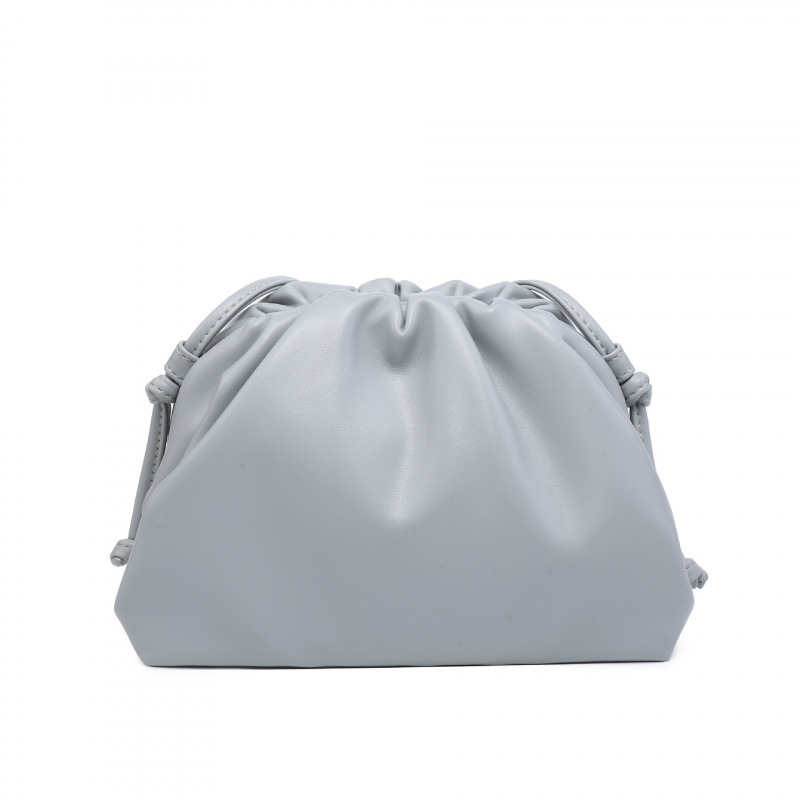 Ženska torba s dizajnom oblaka, francuski stil, plisirana dumpling torba, mekana PU koža, srednje veličine, clutch/ramena torba