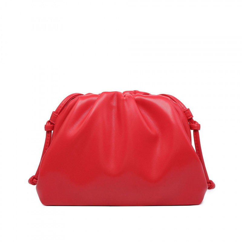 Ženska torba s dizajnom oblaka, francuski stil, plisirana dumpling torba, mekana PU koža, srednje veličine, clutch/ramena torba