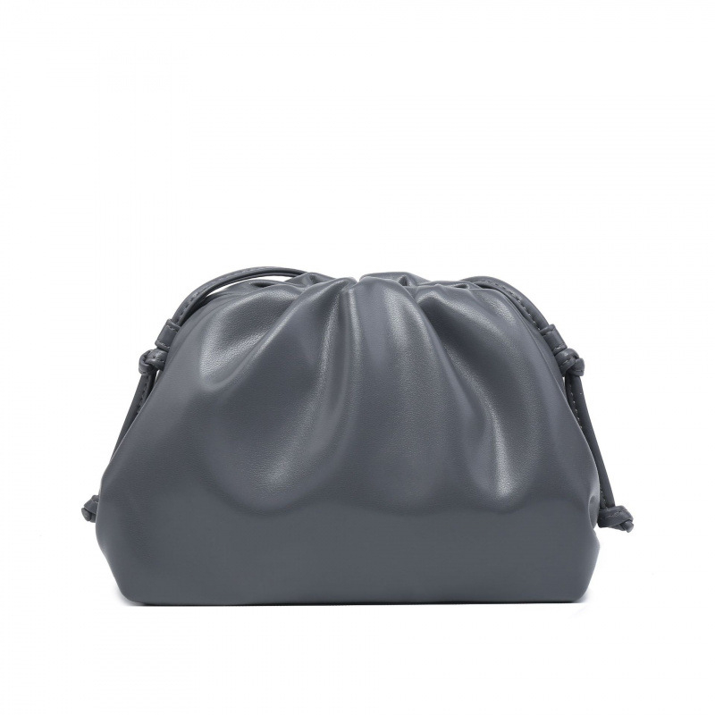 Ženska torba s dizajnom oblaka, francuski stil, plisirana dumpling torba, mekana PU koža, srednje veličine, clutch/ramena torba