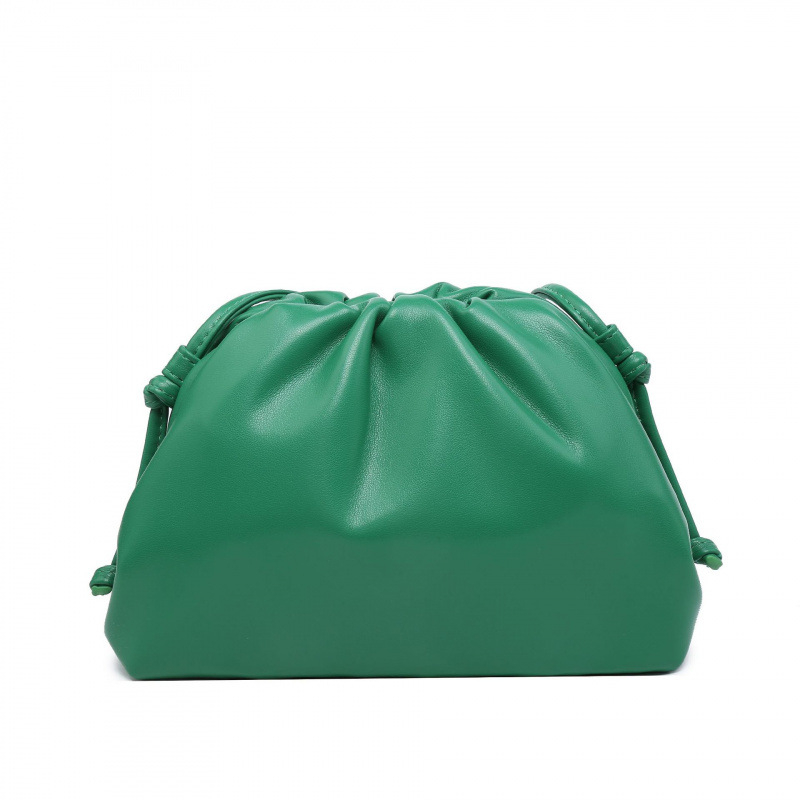 Ženska torba s dizajnom oblaka, francuski stil, plisirana dumpling torba, mekana PU koža, srednje veličine, clutch/ramena torba