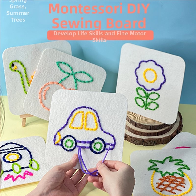 Montessori DIY varródeszka készlet óvodások számára – fűzés, tűzés és hímzés