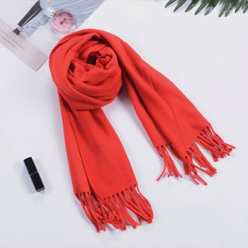 Uniszex velúr kockás kétoldalas sál, 30 cm széles, közepes hosszúságú, piros