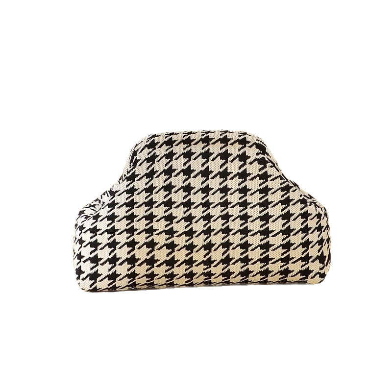 Geantă din tricot în formă de nor pentru cosmetice, aspect sofisticat, țesătură de înaltă calitate, stil modern și minimalist, portabilă, cu spațiu mare de depozitare
