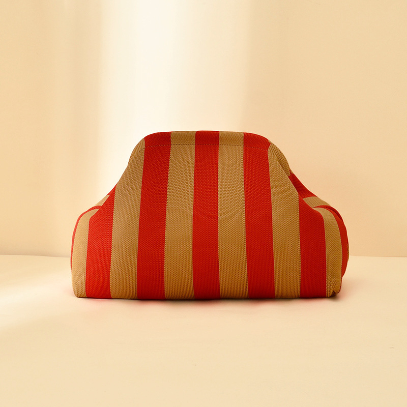 Geantă din tricot în formă de nor pentru cosmetice, aspect sofisticat, țesătură de înaltă calitate, stil modern și minimalist, portabilă, cu spațiu mare de depozitare