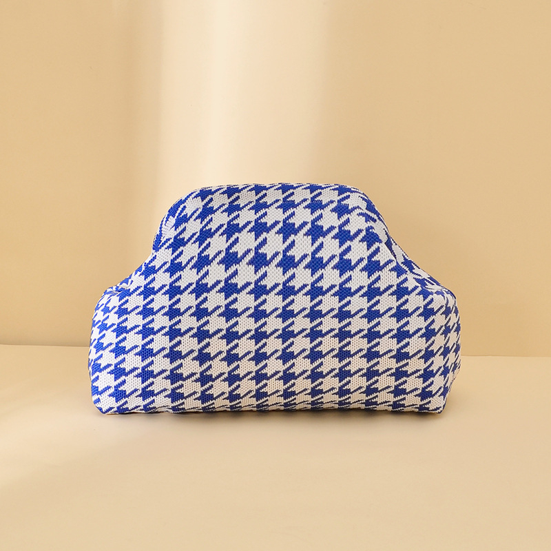 Geantă din tricot în formă de nor pentru cosmetice, aspect sofisticat, țesătură de înaltă calitate, stil modern și minimalist, portabilă, cu spațiu mare de depozitare