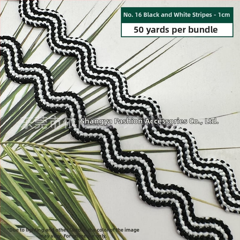 1-1,2 cm farebná vlnitá páska v námorníckom štýle na oblečenie, bytový textil a lemovanie záclon