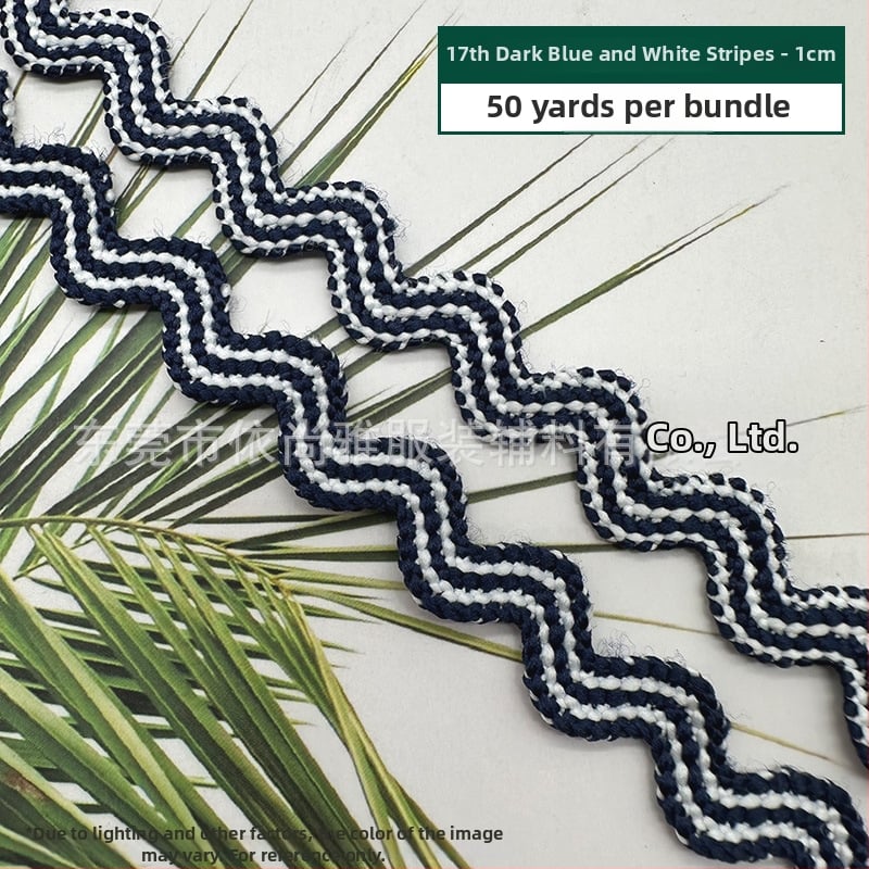 1-1,2 cm farebná vlnitá páska v námorníckom štýle na oblečenie, bytový textil a lemovanie záclon