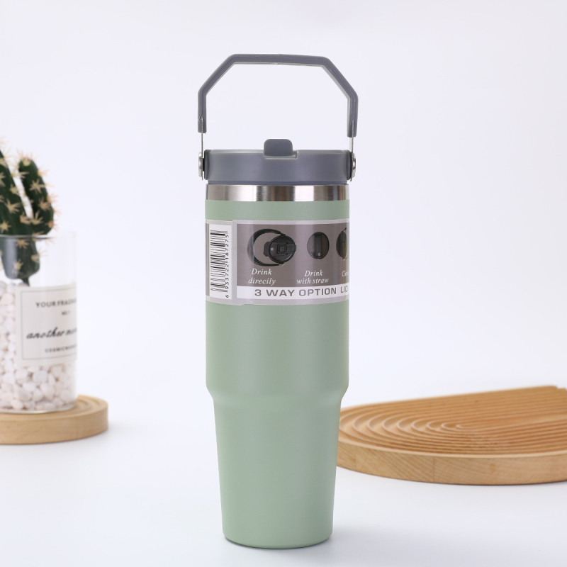 Fogantyús termosz 304 rozsdamentes acélból, 30 oz, autóba vihető, nagy kapacitás, vákuum-szigetelés