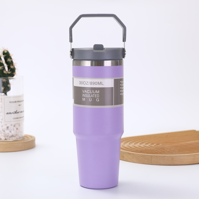 Fogantyús termosz 304 rozsdamentes acélból, 30 oz, autóba vihető, nagy kapacitás, vákuum-szigetelés