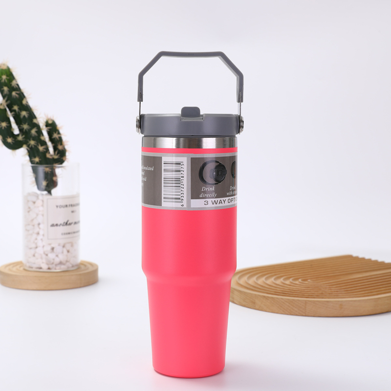 Fogantyús termosz 304 rozsdamentes acélból, 30 oz, autóba vihető, nagy kapacitás, vákuum-szigetelés