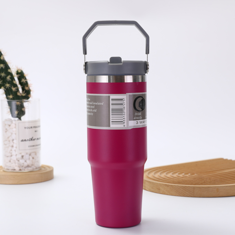Fogantyús termosz 304 rozsdamentes acélból, 30 oz, autóba vihető, nagy kapacitás, vákuum-szigetelés