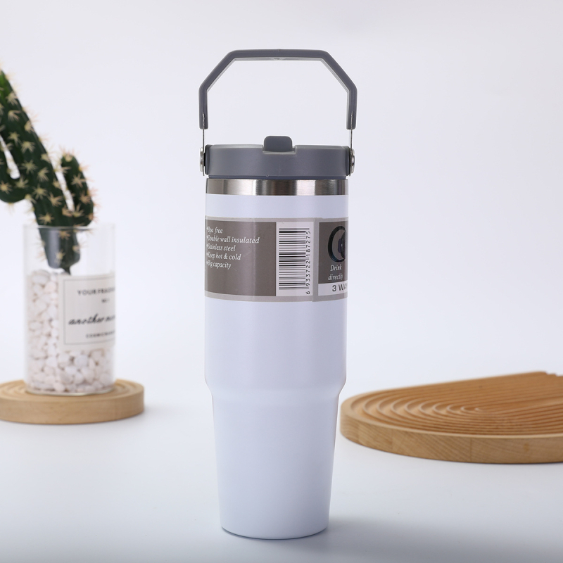 Fogantyús termosz 304 rozsdamentes acélból, 30 oz, autóba vihető, nagy kapacitás, vákuum-szigetelés