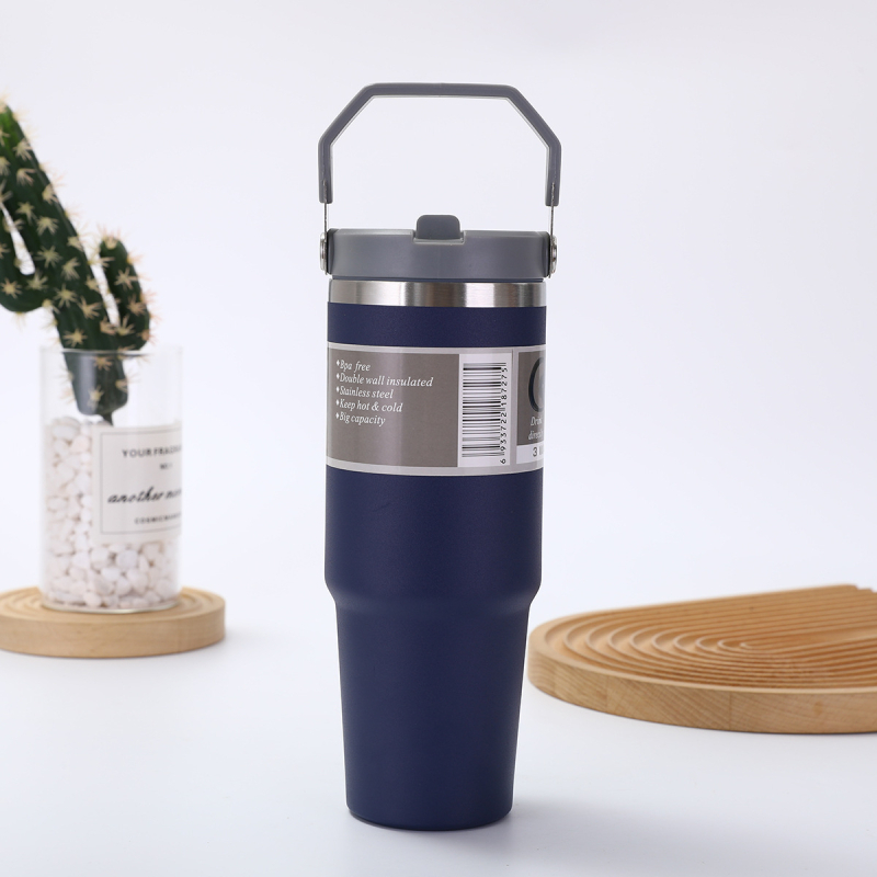 Fogantyús termosz 304 rozsdamentes acélból, 30 oz, autóba vihető, nagy kapacitás, vákuum-szigetelés