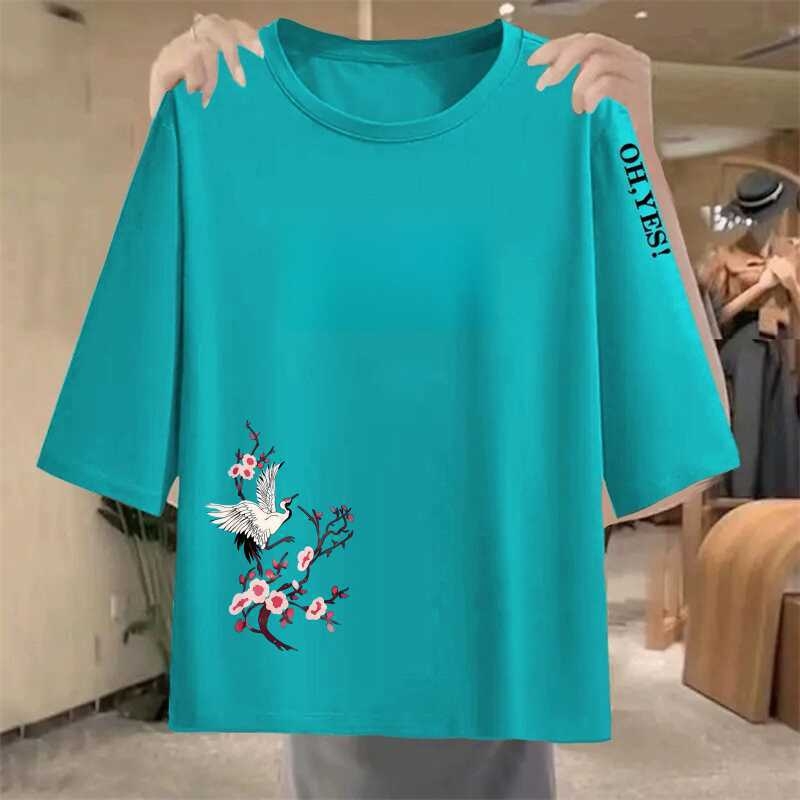 Plus veličine ženska majica s tiskom, okrugli izrez, udoban kroj