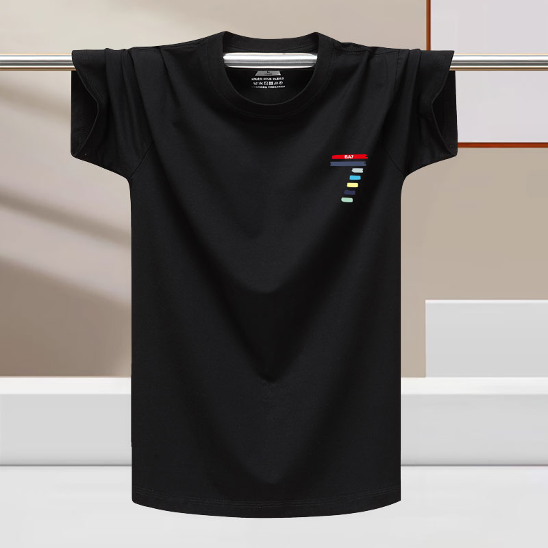 Muški kratki rukav T-shirt od pamuka i ledene svile, crvena, udoban ležeran kroj, za ljeto, veći broj, rastezljiv