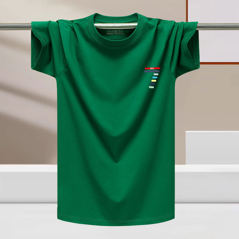 Muški kratki rukav T-shirt od pamuka i ledene svile, crvena, udoban ležeran kroj, za ljeto, veći broj, rastezljiv