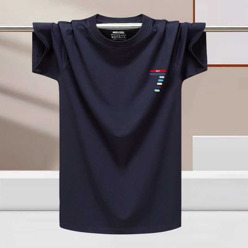 Muški kratki rukav T-shirt od pamuka i ledene svile, crvena, udoban ležeran kroj, za ljeto, veći broj, rastezljiv