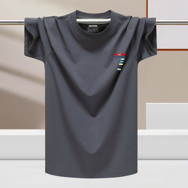 Muški kratki rukav T-shirt od pamuka i ledene svile, crvena, udoban ležeran kroj, za ljeto, veći broj, rastezljiv