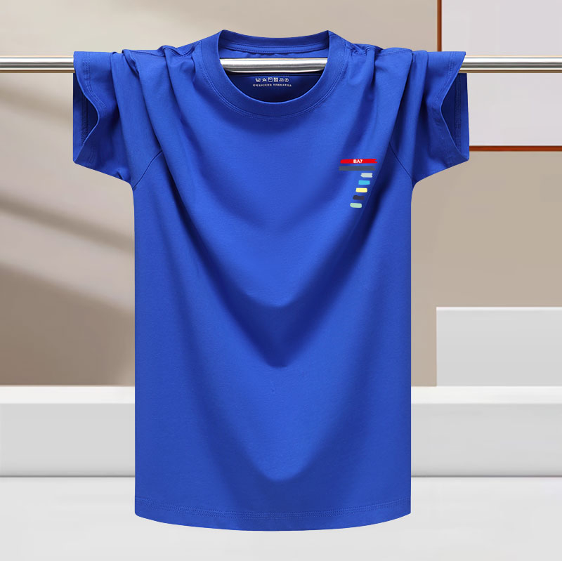 Muški kratki rukav T-shirt od pamuka i ledene svile, crvena, udoban ležeran kroj, za ljeto, veći broj, rastezljiv