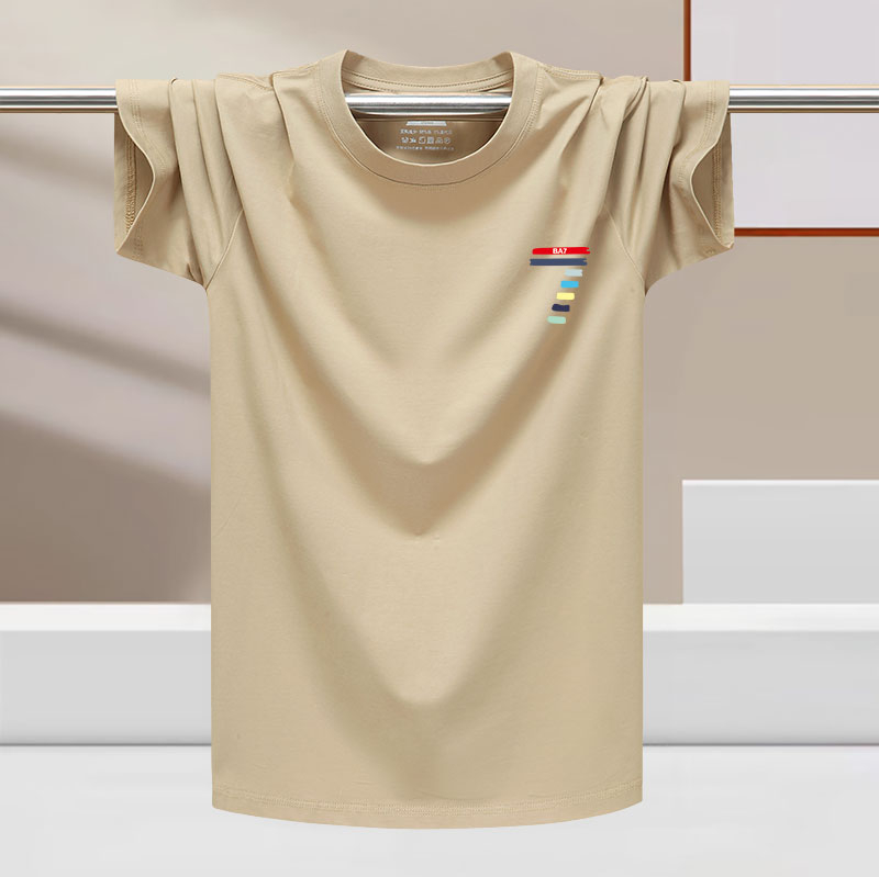 Muški kratki rukav T-shirt od pamuka i ledene svile, crvena, udoban ležeran kroj, za ljeto, veći broj, rastezljiv