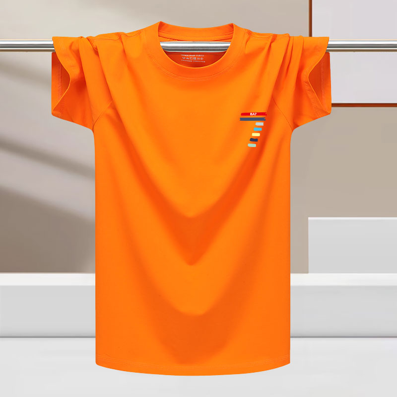 Muški kratki rukav T-shirt od pamuka i ledene svile, crvena, udoban ležeran kroj, za ljeto, veći broj, rastezljiv