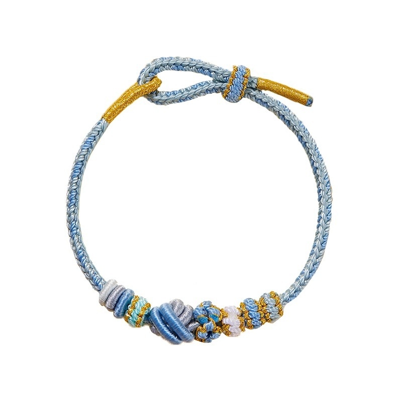 Brăţară DIY ţesută din sfoară roşie, unisex, cu accesoriu în ton aur (semi-finisat)