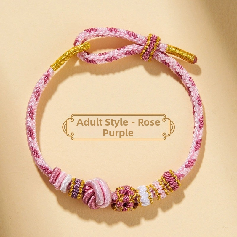 Brăţară DIY ţesută din sfoară roşie, unisex, cu accesoriu în ton aur (semi-finisat)