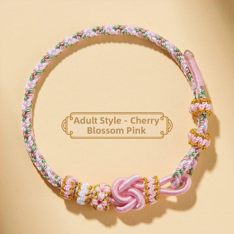 Brăţară DIY ţesută din sfoară roşie, unisex, cu accesoriu în ton aur (semi-finisat)