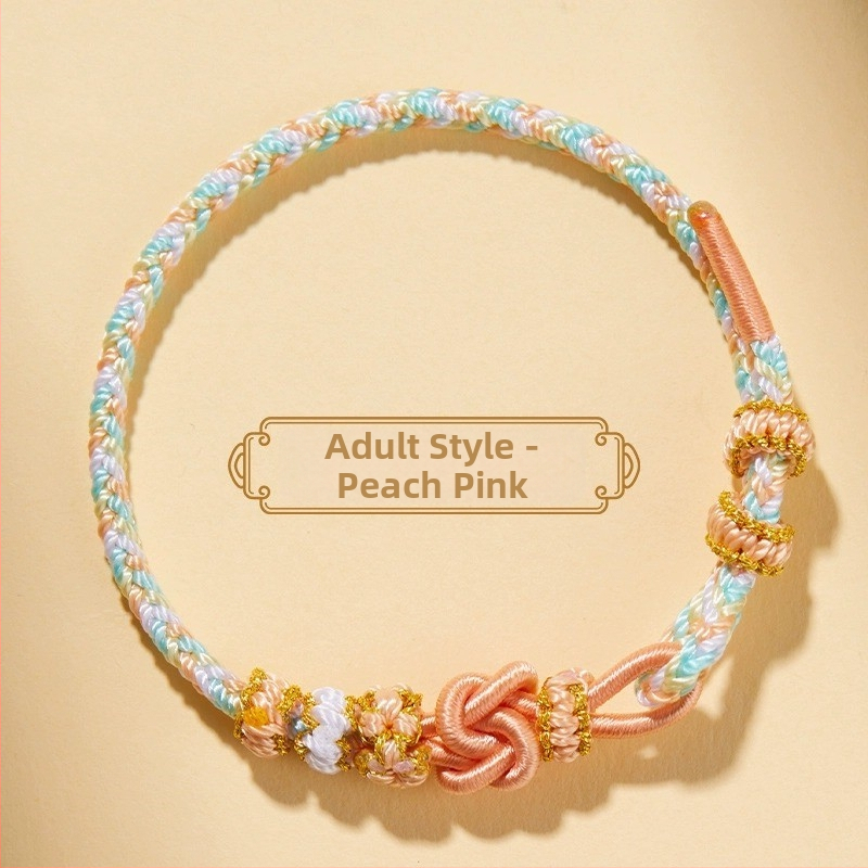 Brăţară DIY ţesută din sfoară roşie, unisex, cu accesoriu în ton aur (semi-finisat)