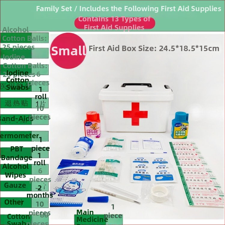 Cutie de medicamente pentru uz casnic, în dimensiuni mari și mici, trusă de prim ajutor cu măști, spațiu de depozitare multi-strat pentru familie, elevi și grădiniță.