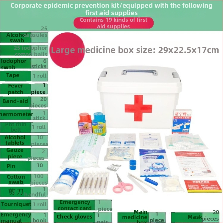 Cutie de medicamente pentru uz casnic, în dimensiuni mari și mici, trusă de prim ajutor cu măști, spațiu de depozitare multi-strat pentru familie, elevi și grădiniță.