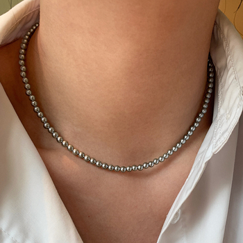Ženski ogrlica od Tahiti crnih bisera, platinsko-sivi završetak, visokokvalitetni choker, novi model 2024