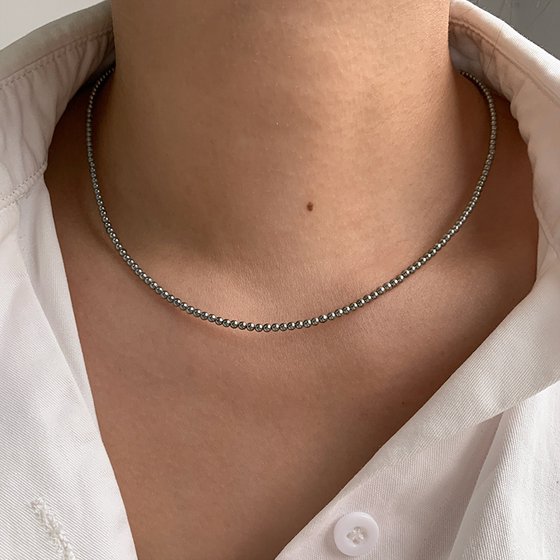 Ženski ogrlica od Tahiti crnih bisera, platinsko-sivi završetak, visokokvalitetni choker, novi model 2024