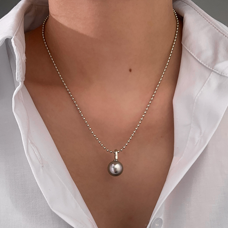 Ženski ogrlica od Tahiti crnih bisera, platinsko-sivi završetak, visokokvalitetni choker, novi model 2024