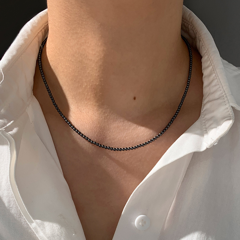 Ženski ogrlica od Tahiti crnih bisera, platinsko-sivi završetak, visokokvalitetni choker, novi model 2024