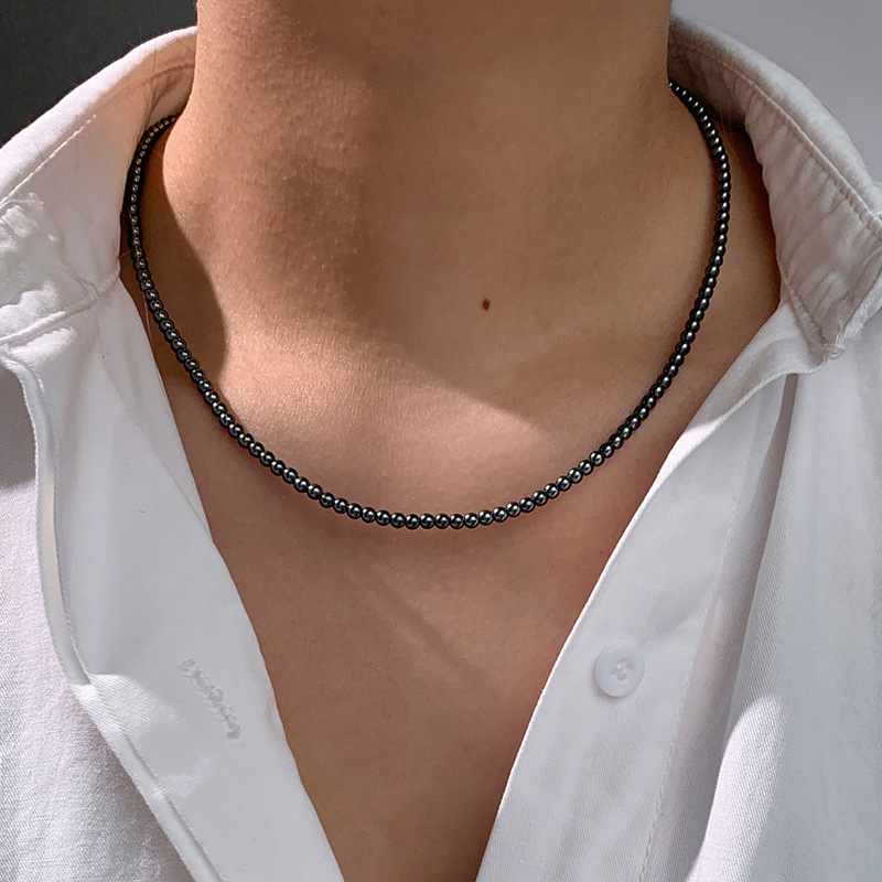 Ženski ogrlica od Tahiti crnih bisera, platinsko-sivi završetak, visokokvalitetni choker, novi model 2024