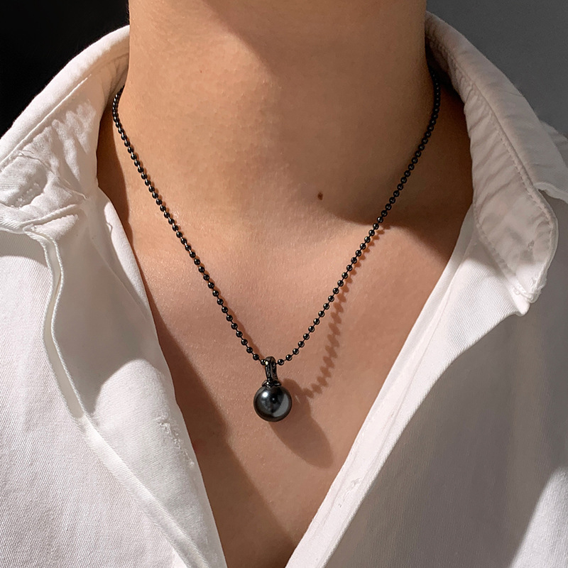 Ženski ogrlica od Tahiti crnih bisera, platinsko-sivi završetak, visokokvalitetni choker, novi model 2024