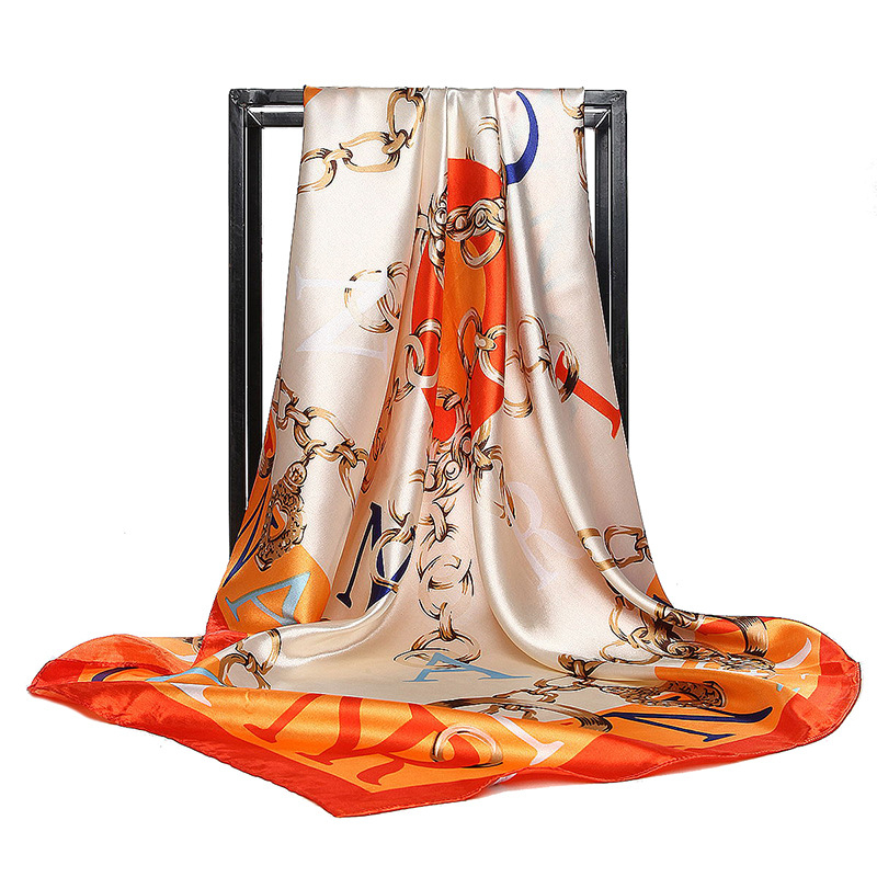 Gaohe svilen šal, kvadratni 90 cm uzorom lancem, europsko-američka moda, retro stil za žene
