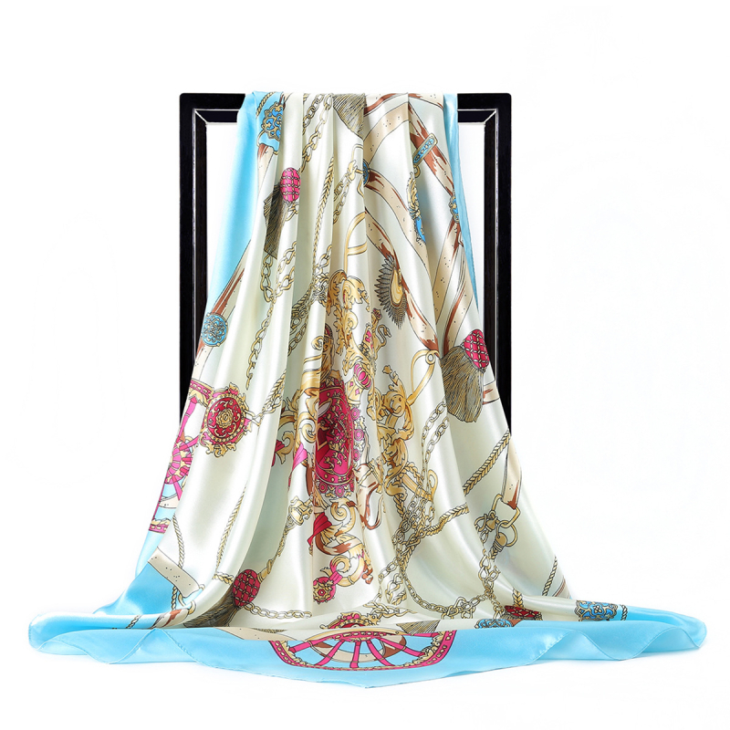 Gaohe svilen šal, kvadratni 90 cm uzorom lancem, europsko-američka moda, retro stil za žene