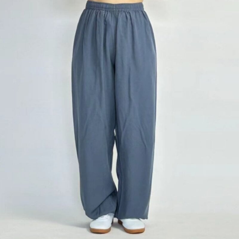 Pantaloni Tai Chi pentru femei și bărbați, material vară coton-satén, pentru exerciții matinale, spectacole și antrenament de arte marțiale, purtare acasă, stil lantern