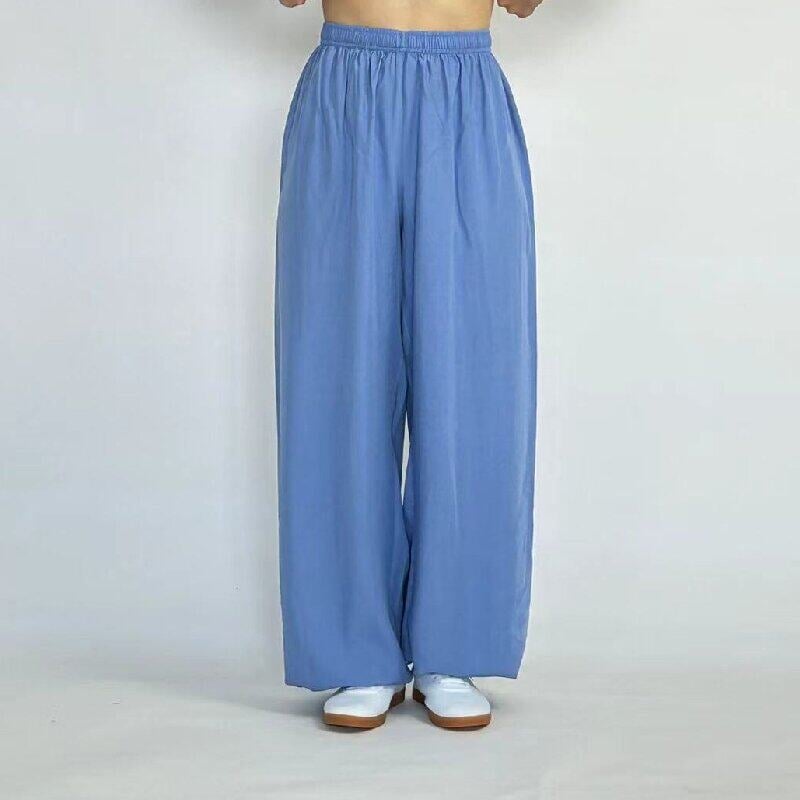 Pantaloni Tai Chi pentru femei și bărbați, material vară coton-satén, pentru exerciții matinale, spectacole și antrenament de arte marțiale, purtare acasă, stil lantern